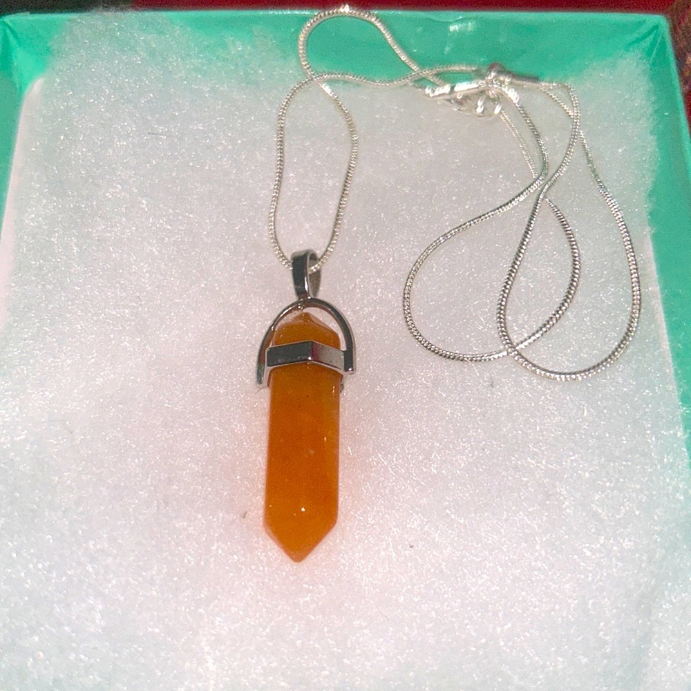 Boho Carnelian Agate Sterling Silver 16” Necklace